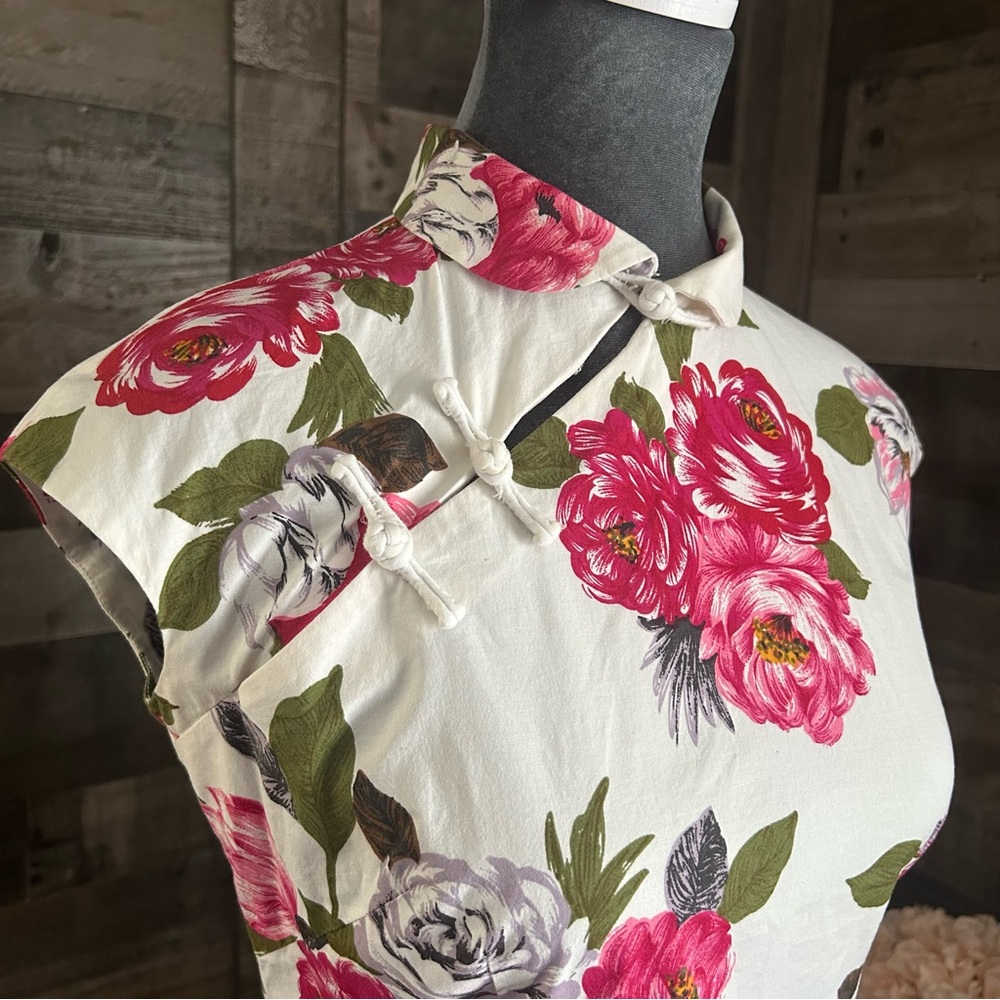 Floral Women's Top - Pink and White - Picture 2 of 8